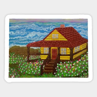 Little Yellow House by the Shore. Sticker
